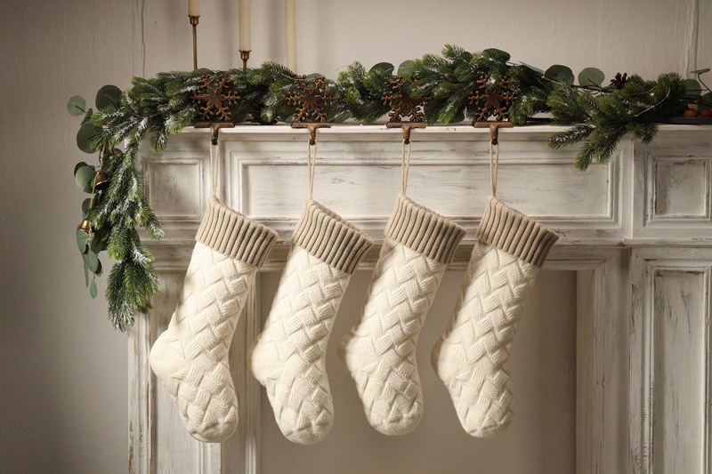 Knitted Christmas Stockings Large Size Cable Knit Holiday Decorative Gifts